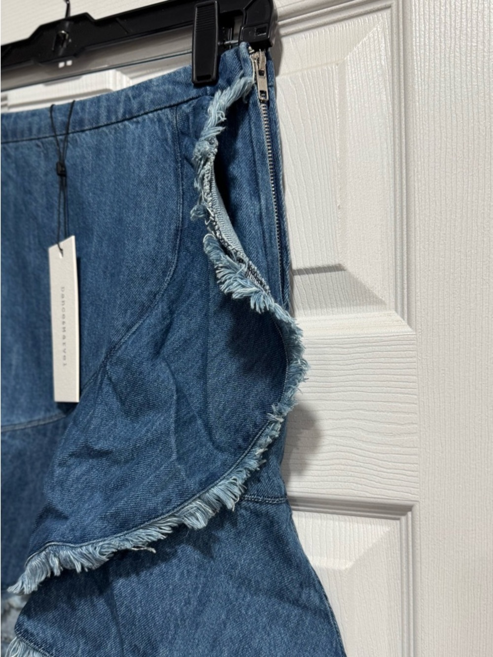 Dance & Marvel Denim Asymmetrical Ruffle Skirt - Blue - Picture 4 of 5